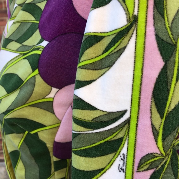 VTG Emilio Pucci Floral Velvet Cotton Skirt Set - Picture 6 of 15